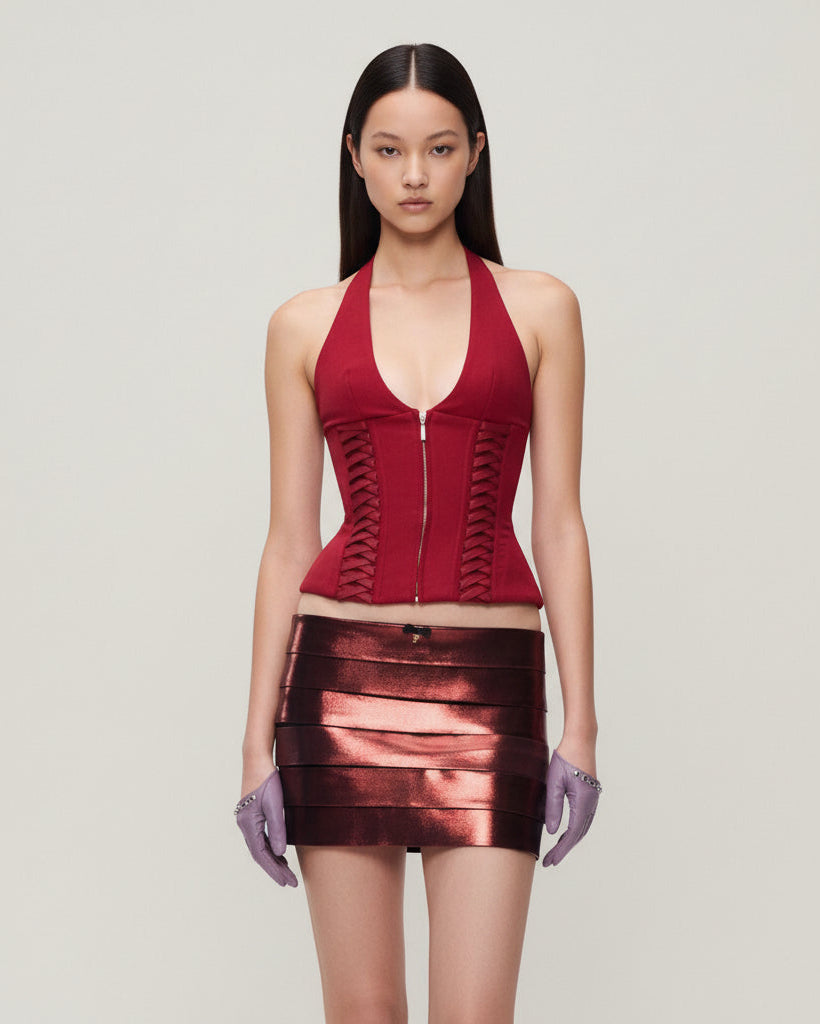 Myla Lace Up Halter neck Top