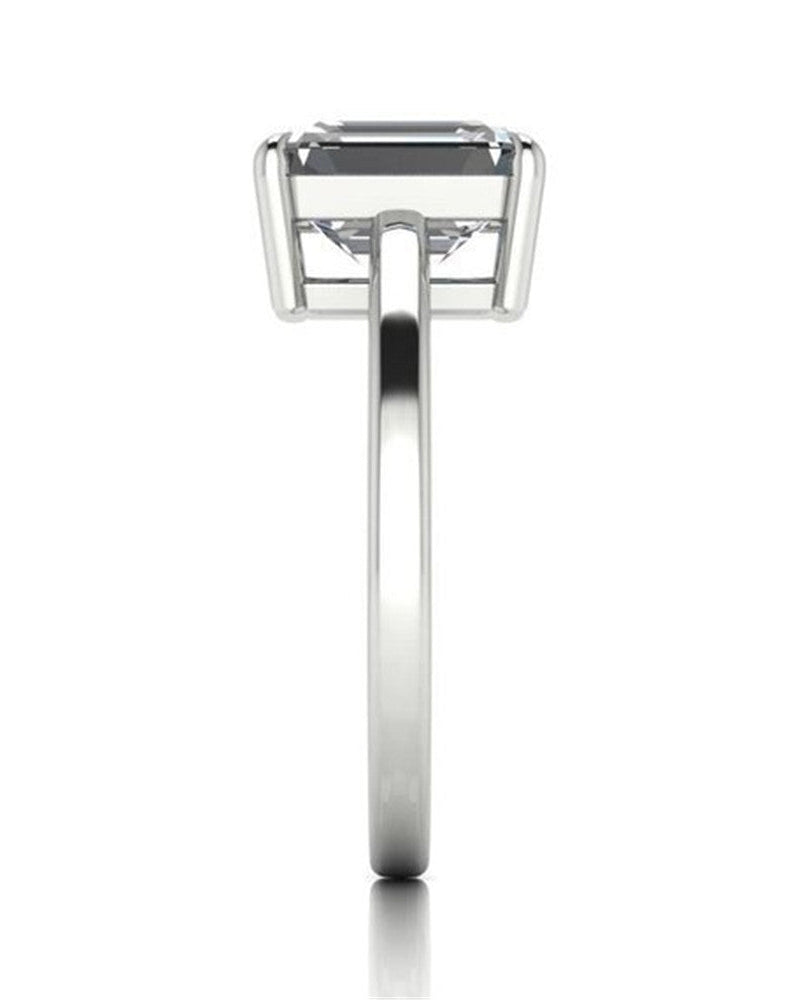 Platinum Emerald Cut Zirconia Ring