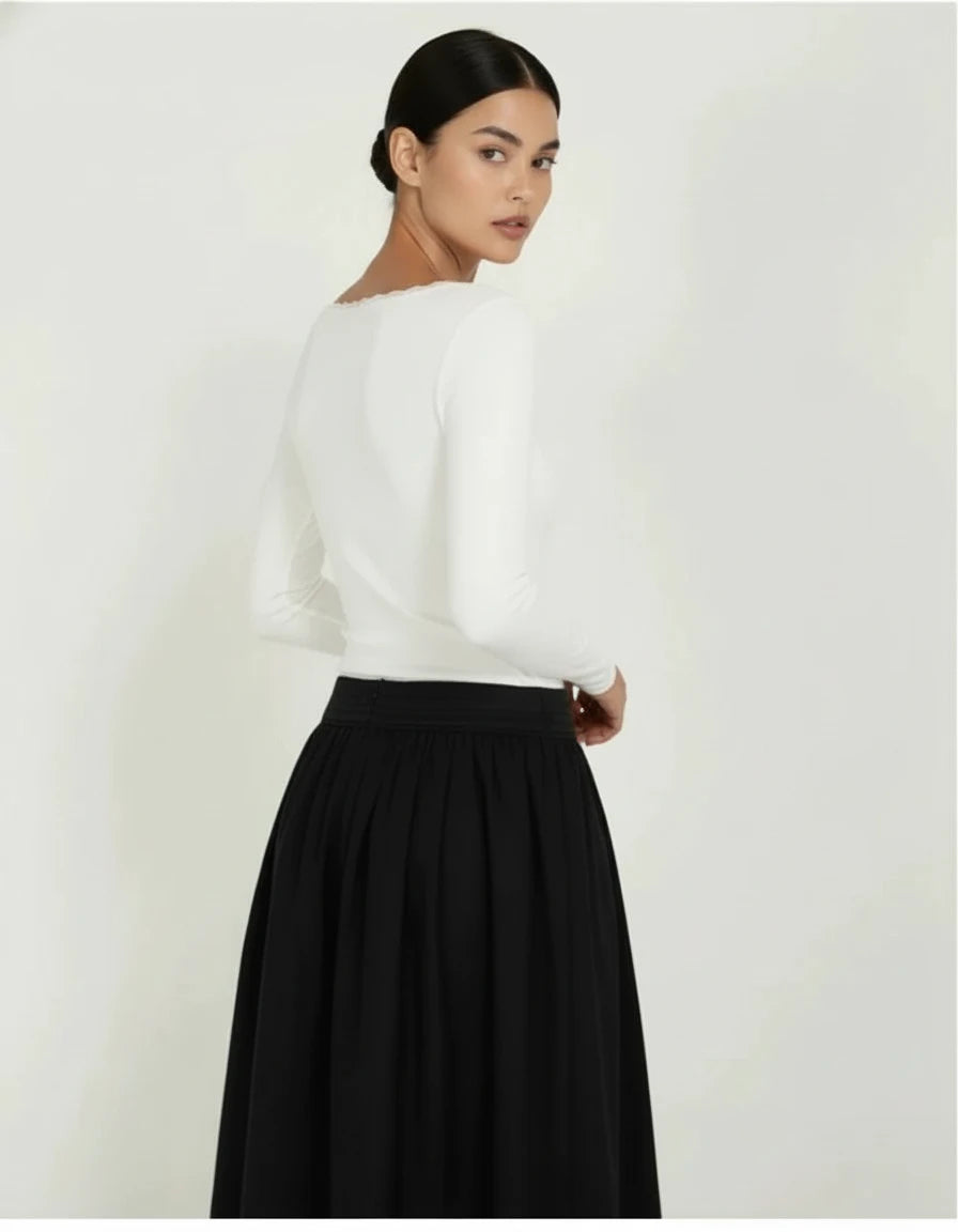 Rou U-Neck Delicate Lace Knit Top