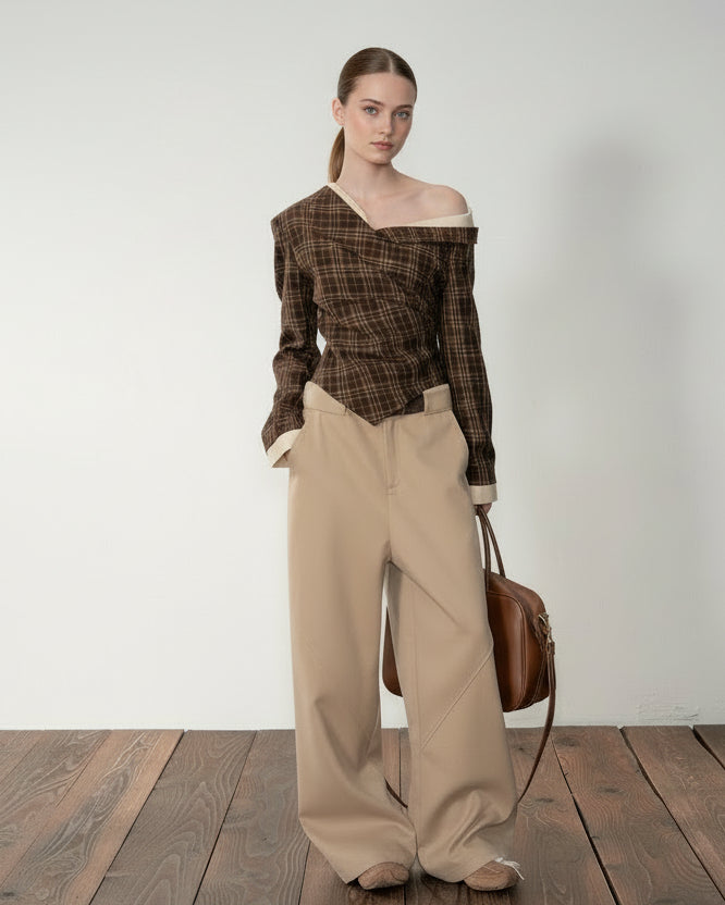 Edith Plaid Off-Shoulder Top