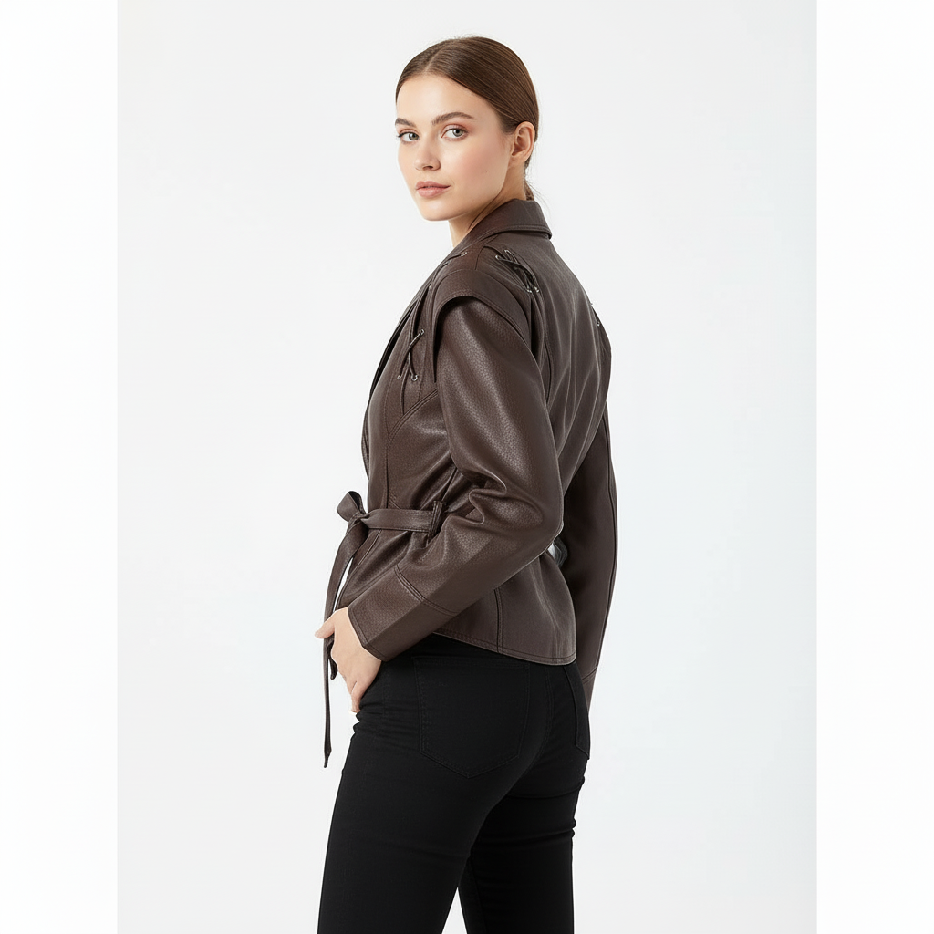 Kris Leather Belted Jacket