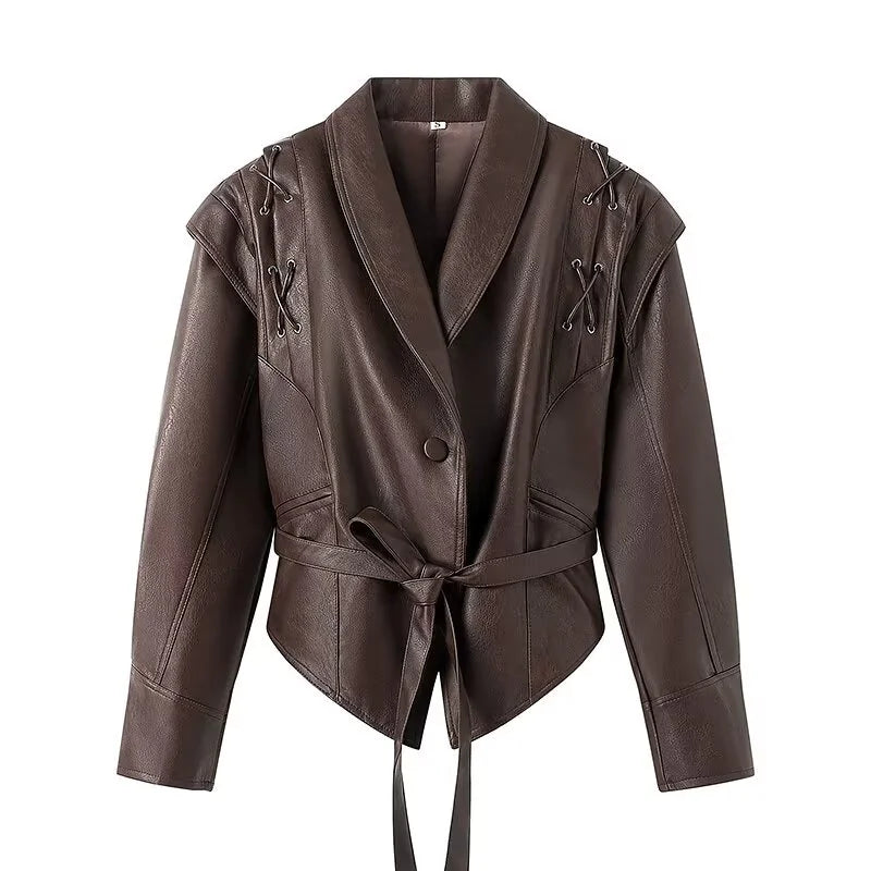 Kris Leather Belted Jacket