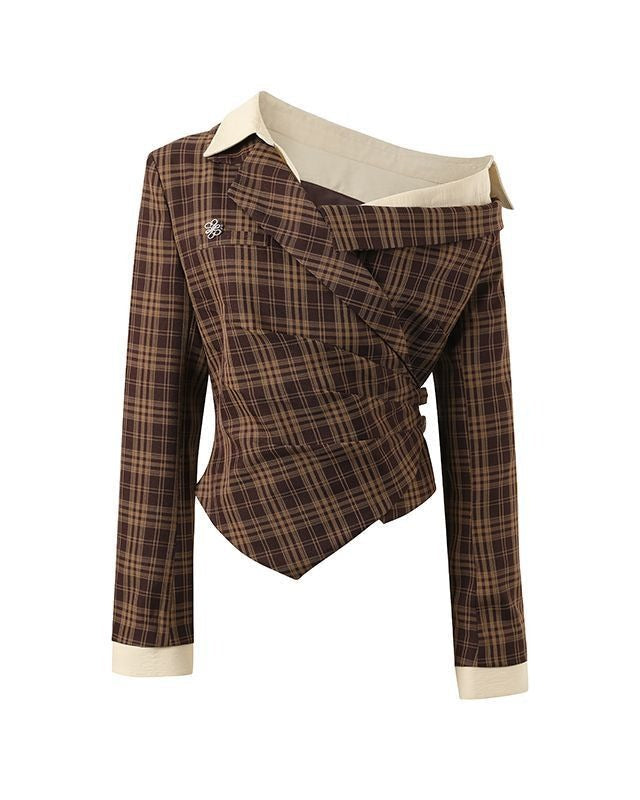 Edith Plaid Off-Shoulder Top