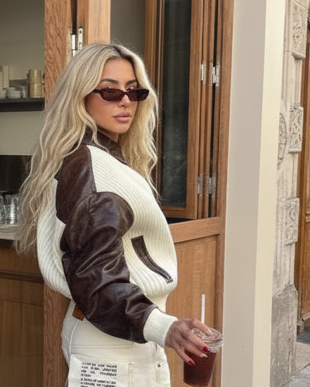 Hallie Knit Leather Patchwork Jacket