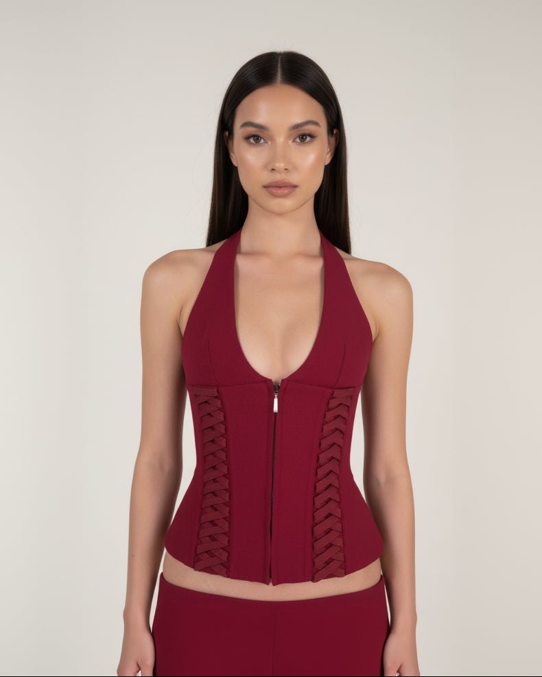 Myla Lace Up Halter neck Top