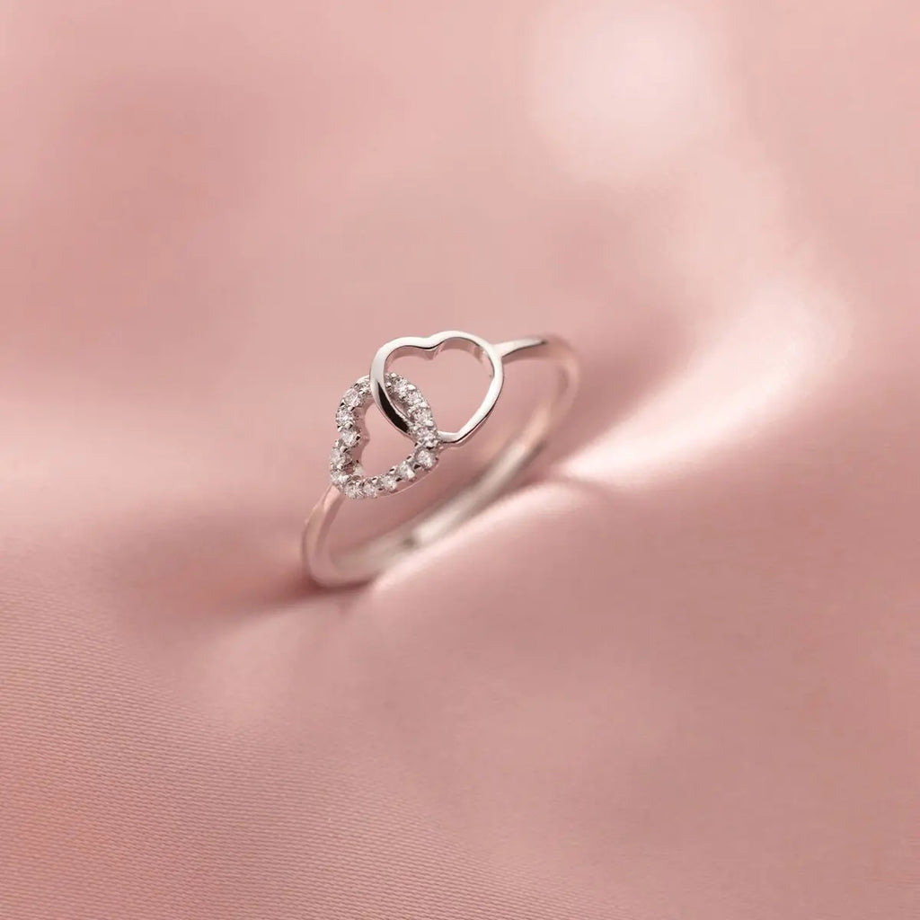 Diamond Studded Hollow Women's Love Rings Pair