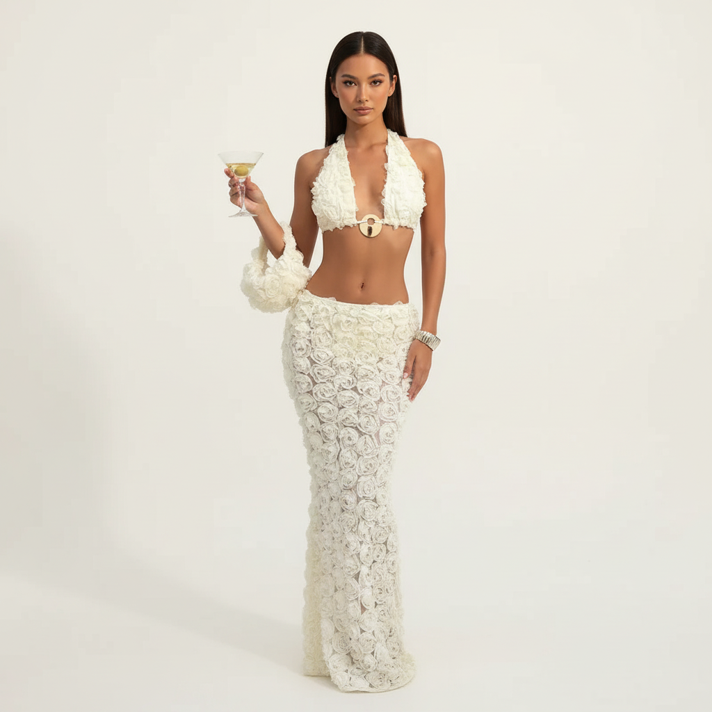 Molly Flower top with Skirt Halter set