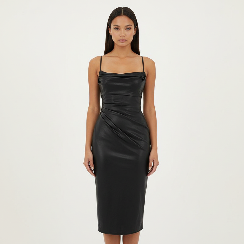 Petra Leather Midi Dress