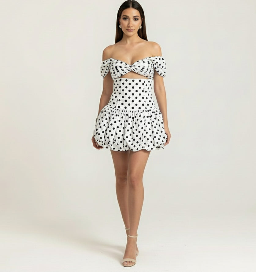 Annalise Hollow Polkadot Dress