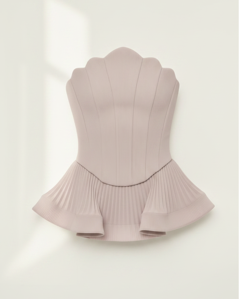Nina Loose Spliced Folds Strapless top