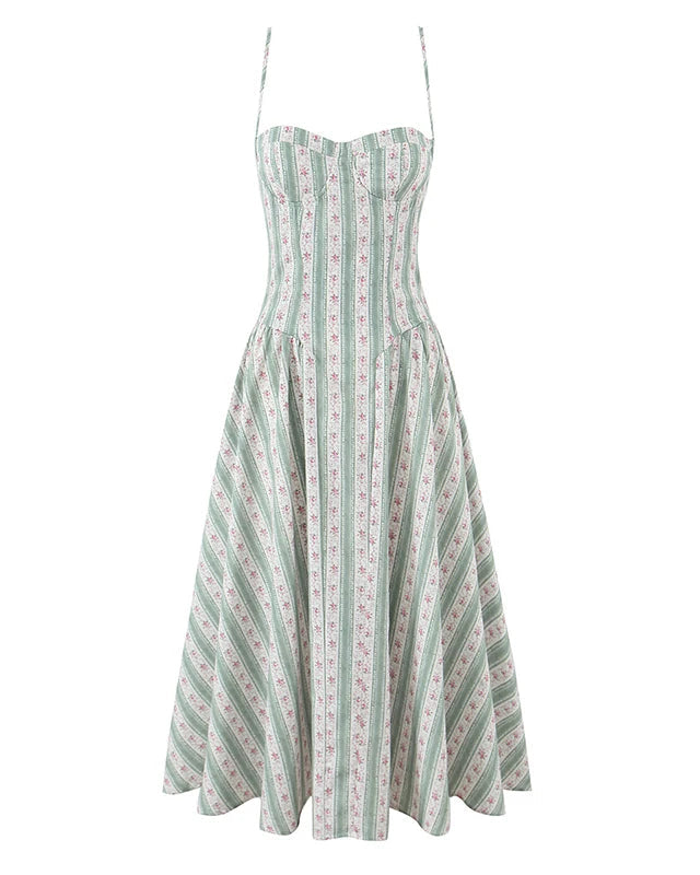 Yana Striped Floral Print Dresses