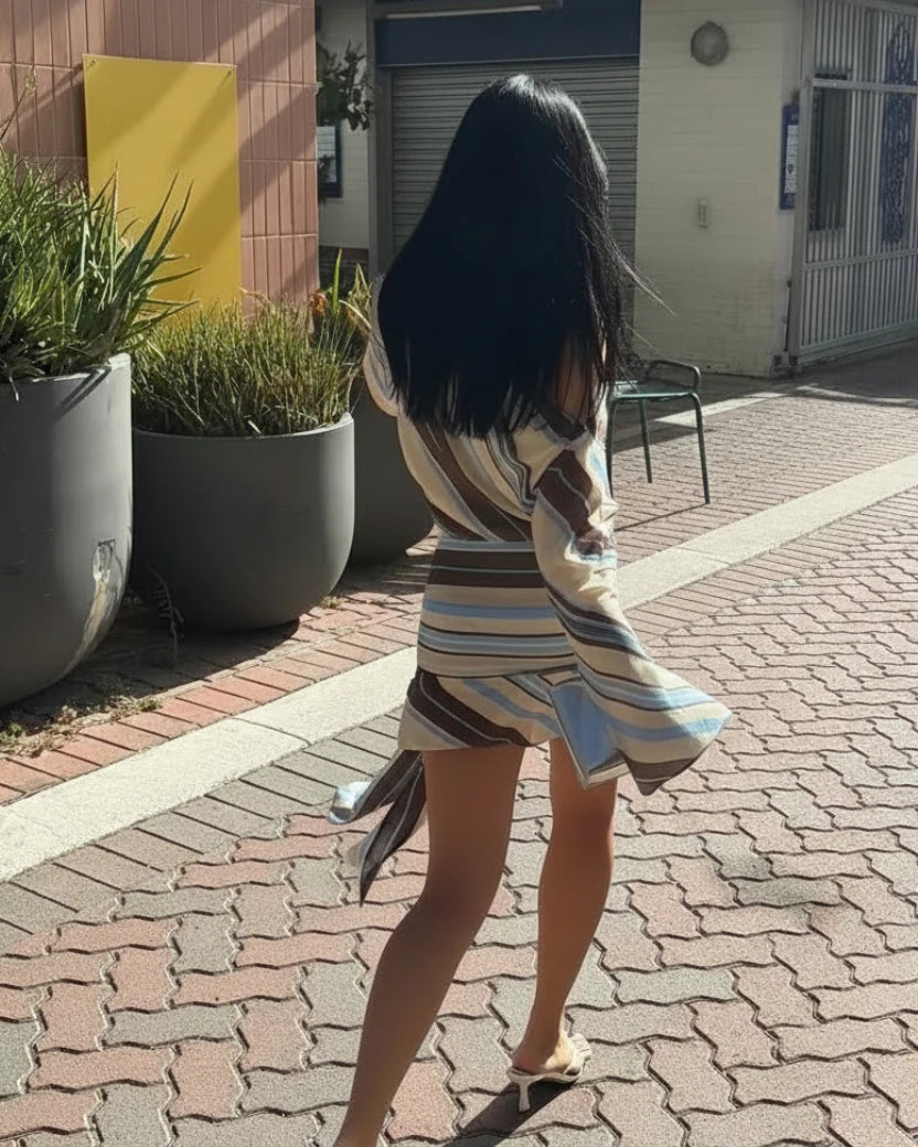 Layal Long Sleeve Striped Dress