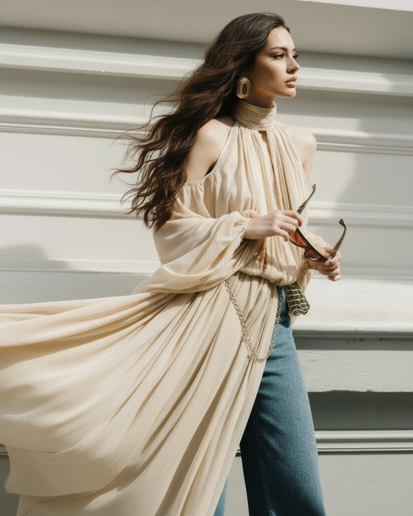 April Turtleneck Ruched Blouse