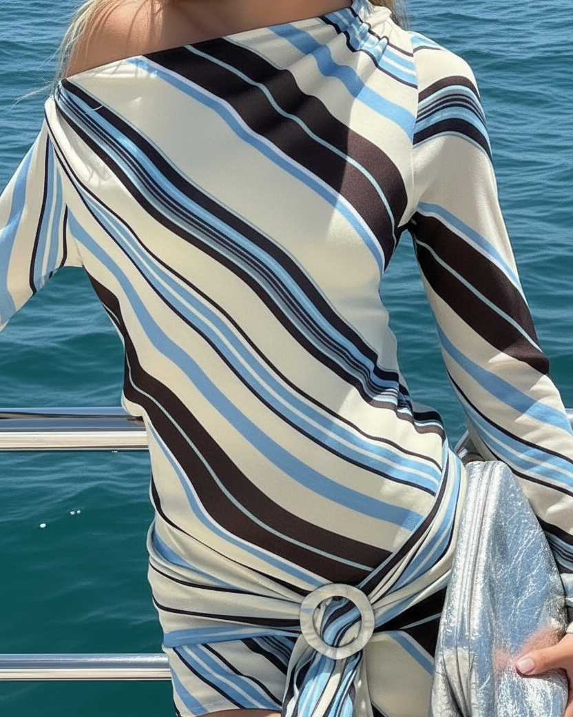 Layal Long Sleeve Striped Dress