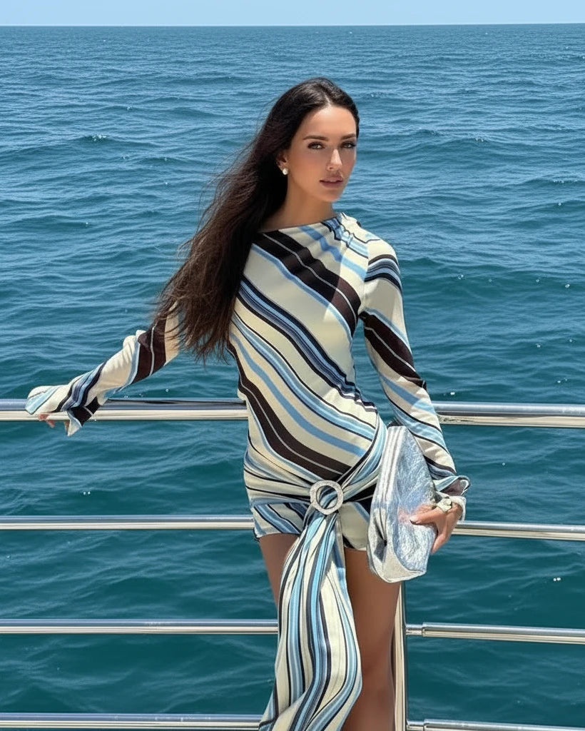 Layal Long Sleeve Striped Dress