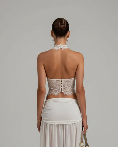 Leona Lace Sheer Halter Tops