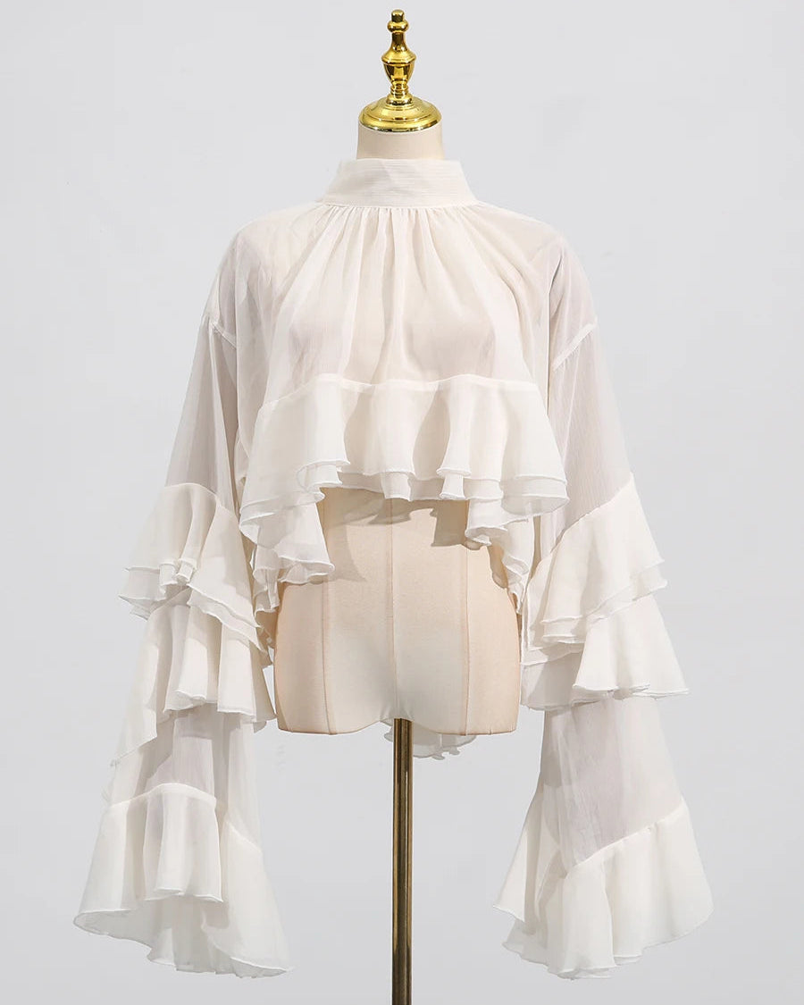 Freya Solid Loose Sheer Blouses