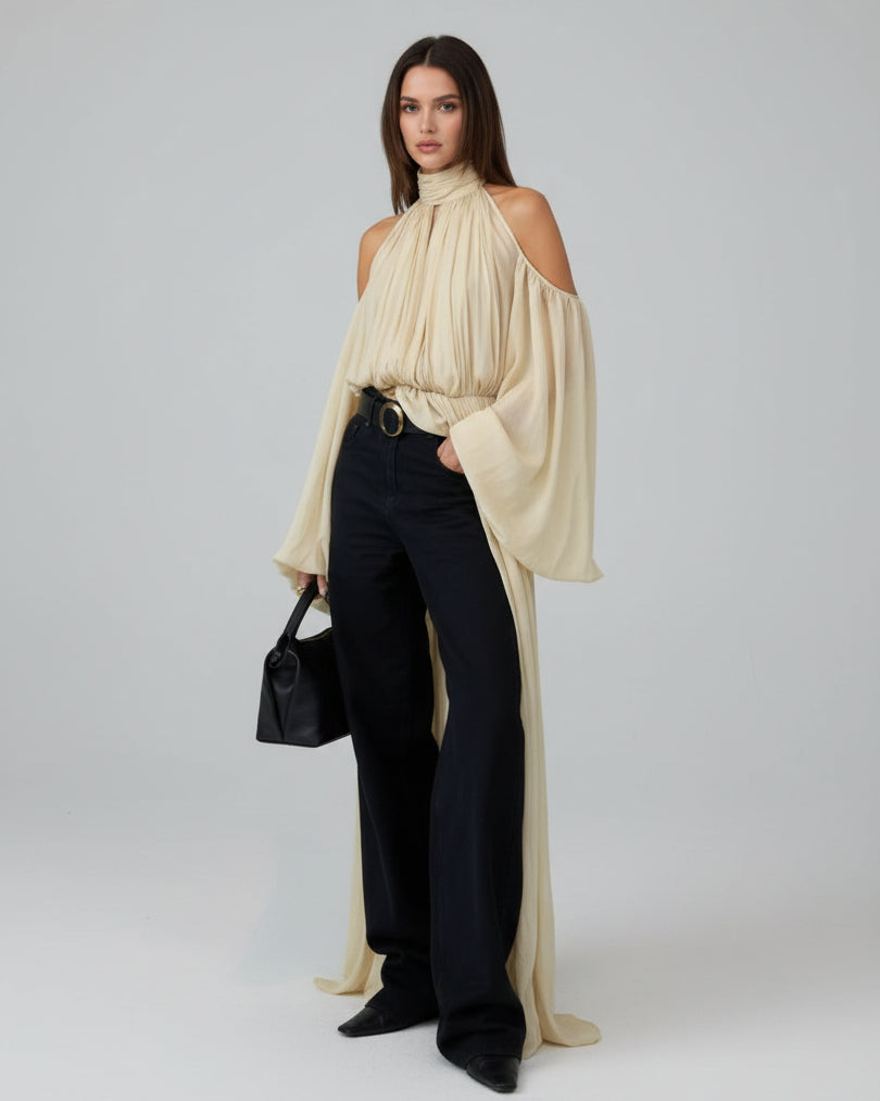 April Turtleneck Ruched Blouse