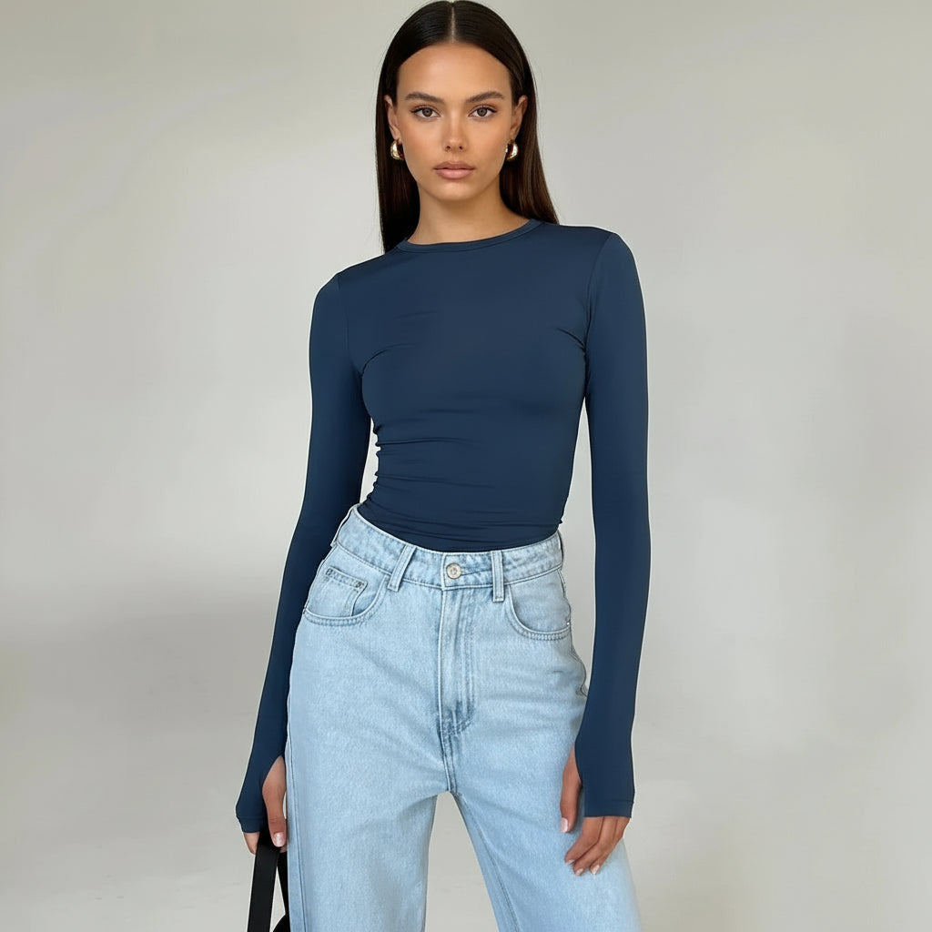 Nylah Round Neck Long Sleeve Top