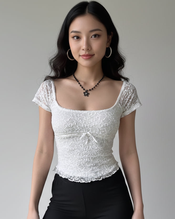 Amour Floral Square Neck Top