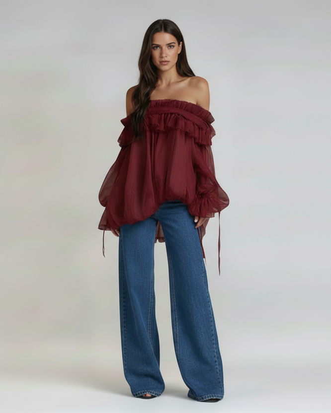 Penelope Chiffon Off-Shoulder Top