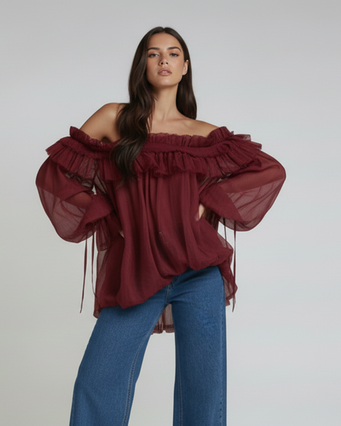 Penelope Chiffon Off-Shoulder Top