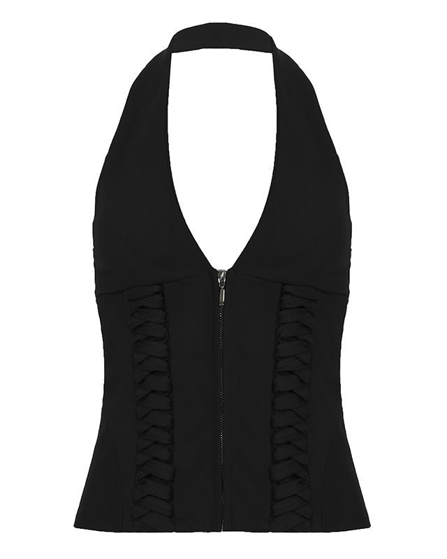 Myla Lace Up Halter neck Top