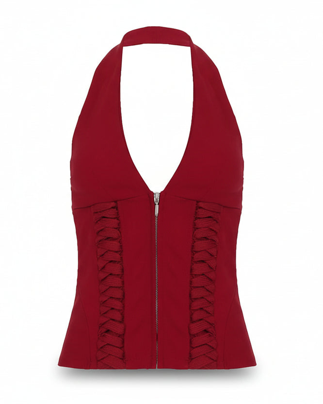 Myla Lace Up Halter neck Top