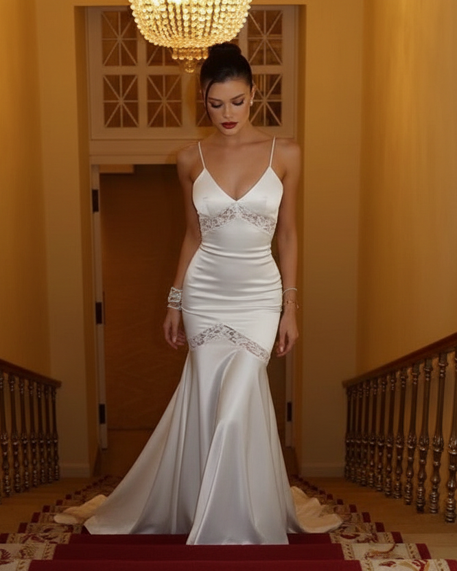 Ayla V-Neck Lace Slip Dress