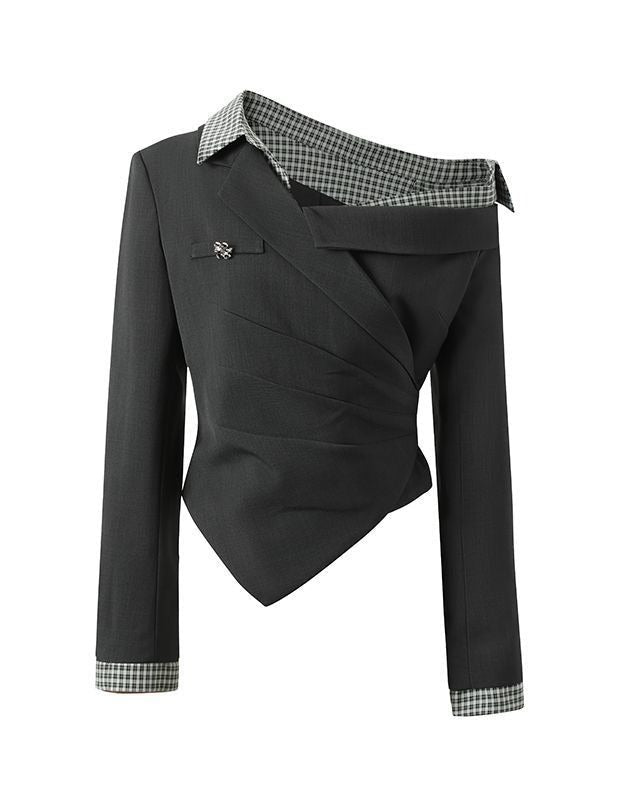 Edith Plaid Off-Shoulder Top