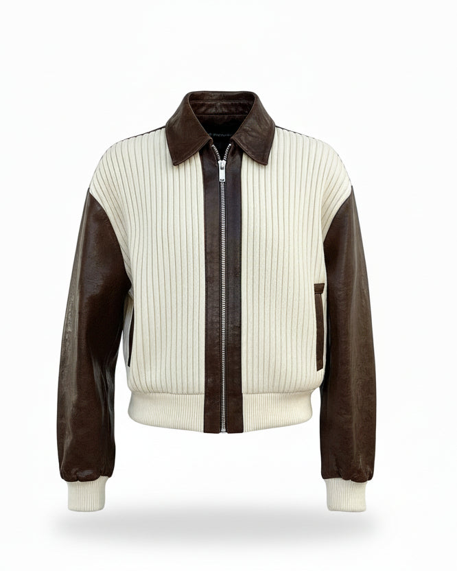 Hallie Knit Leather Patchwork Jacket