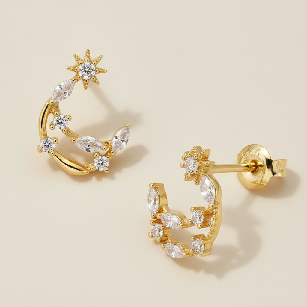Luna Gold Moon Earrings